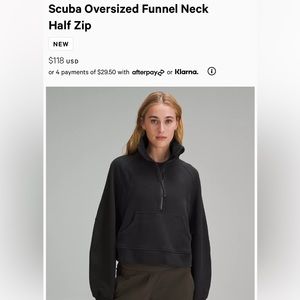 Lululemon Funnel Neck Scuba Black M/L New
